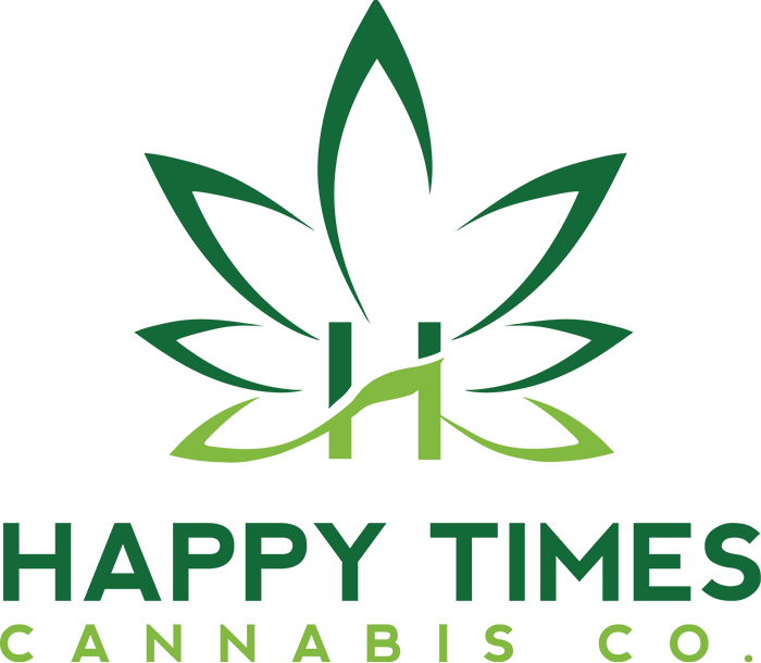 Green artistic Logo for Happy Times Cannabis Company along with written text.